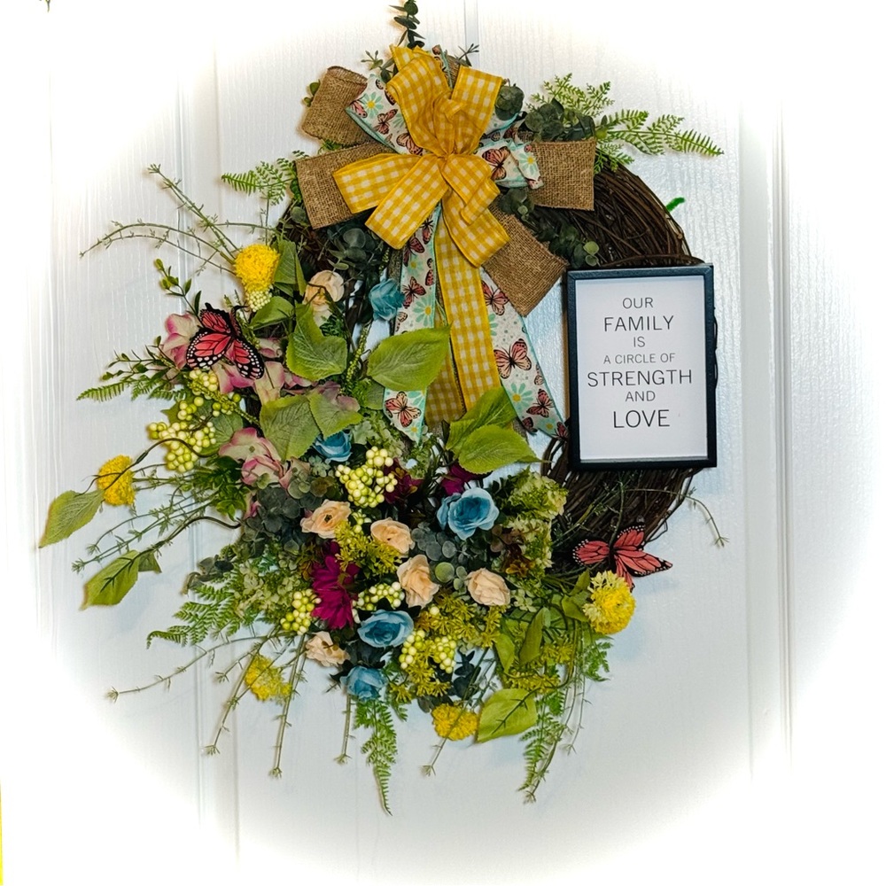 Floral Wreath with Inspirational Sign